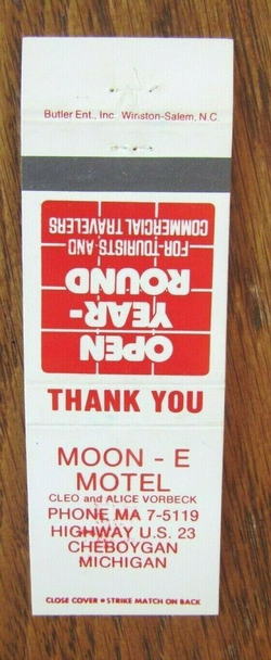 Pine River Motel (Moon-E-Motel) - Matchbook